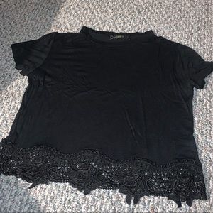 Black lace trim tee